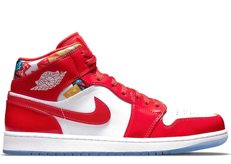 NIKE JORDAN 1 MID 'BARCELONA SWEATER RED PATENT'